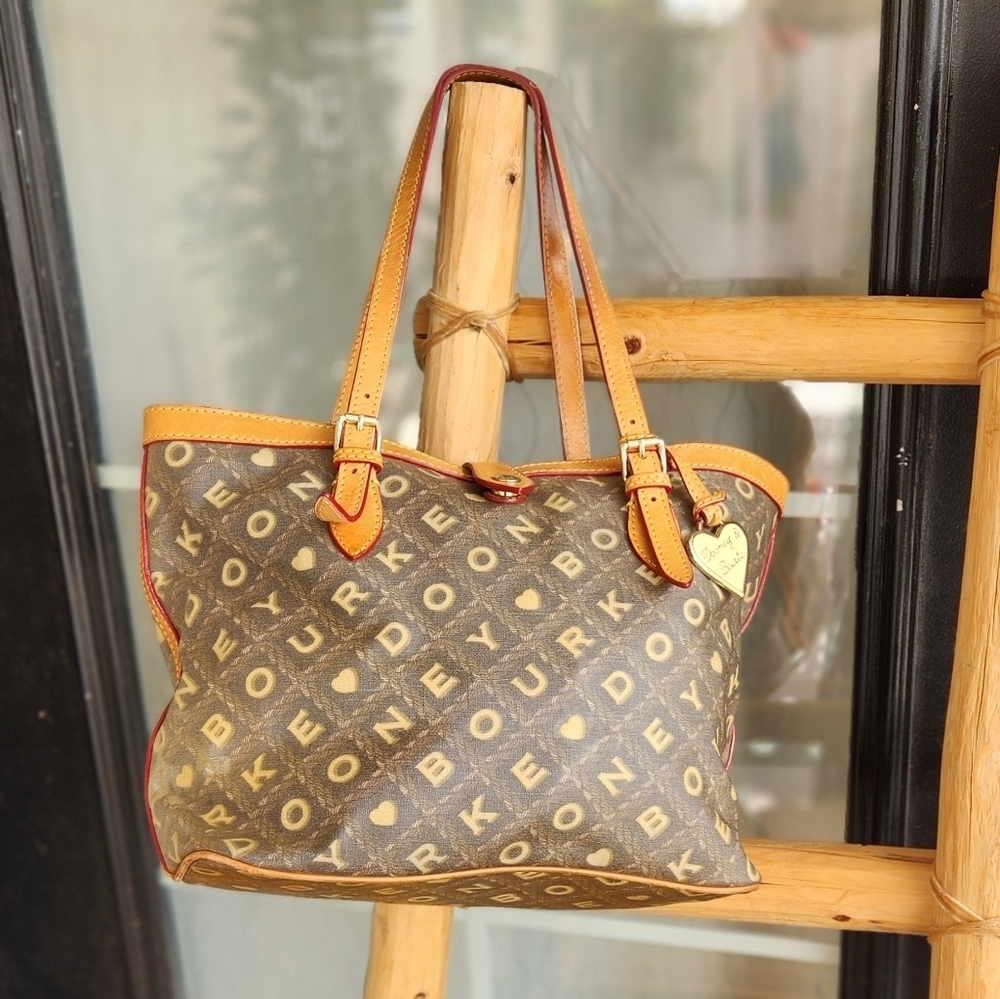 VTG Dooney & Bourke Crossword Tote‎ Vachetta - Picture 2 of 15